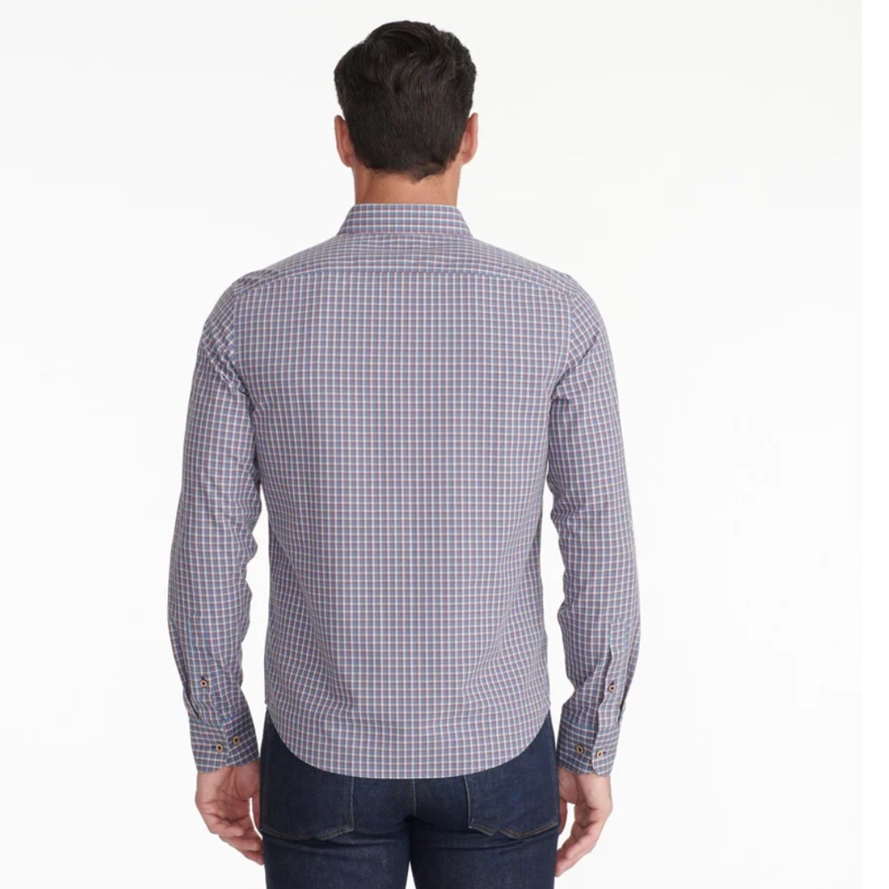 Untuckit Blue Red Check  Wrinkle-Free Long Sleeve Fabiano Shirt Small - Picture 2 of 14
